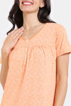 Zivame Pixel Play Knit Cotton Full Length Nightdress - Mock Orange — thumbnail 5